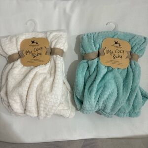 My Cozy Baby Soft Blanket Set - White and Teal